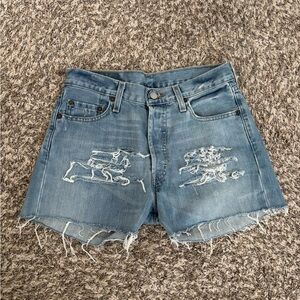 Levi's Distressed Light Blue Denim Shorts